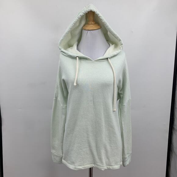 O'Neill Sweatshirt Womens S Small Mint White Striped Hooded Drawstring Pullover - Picture 2 of 11